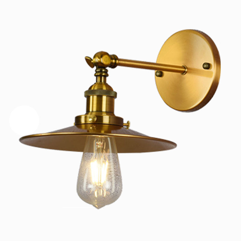 Industrial Clad Cone Wall Lights Iron 1-Light Wall Sconce Lighting in Gold