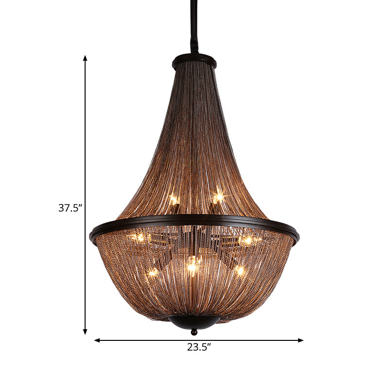 Gold 8 lumières Light Light Light Traditional Metal Metal Chain Fringe Hanging Lamp Kit