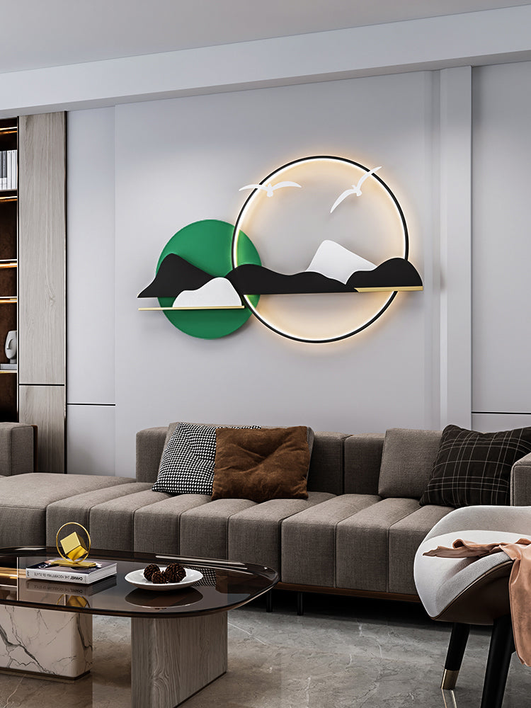 Ligera de pared de vidrio de estilo de pared redonda de 2 luces de 2 luces en blanco, verde y naranja