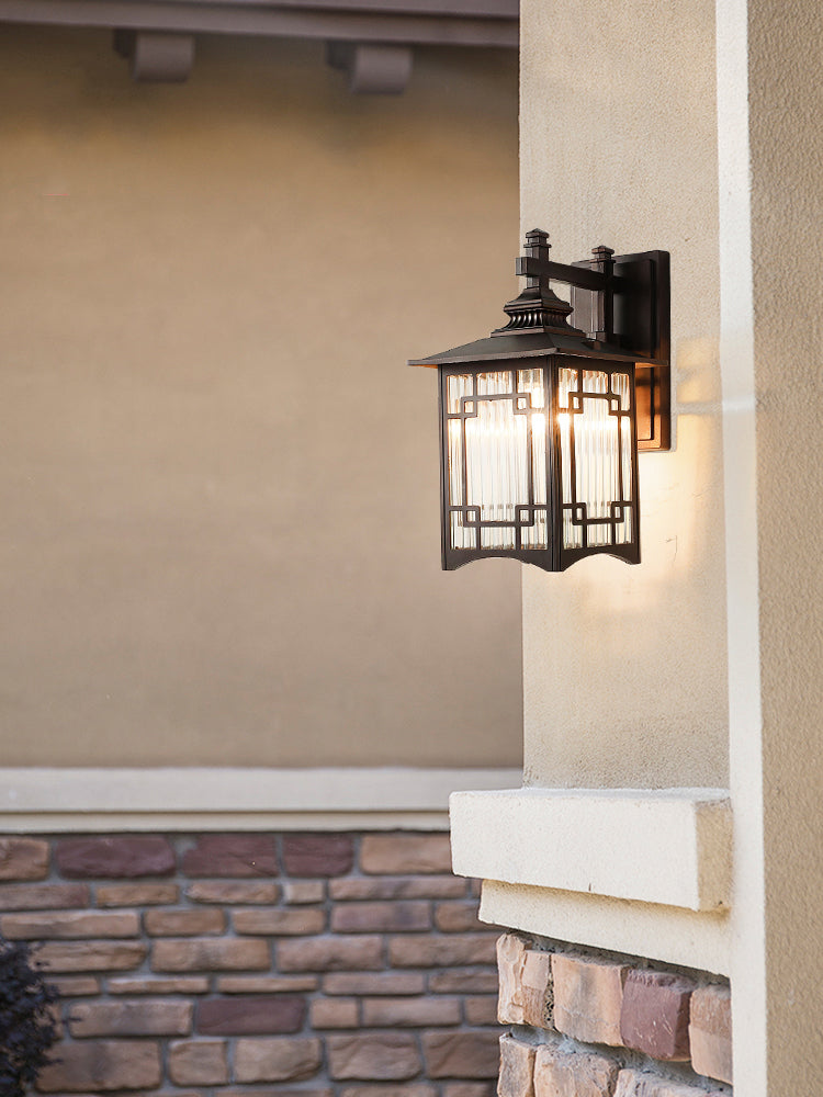 1-Light Rectangular Wall Sconce Modern Simple Style Glass Wall Lighting in Gold