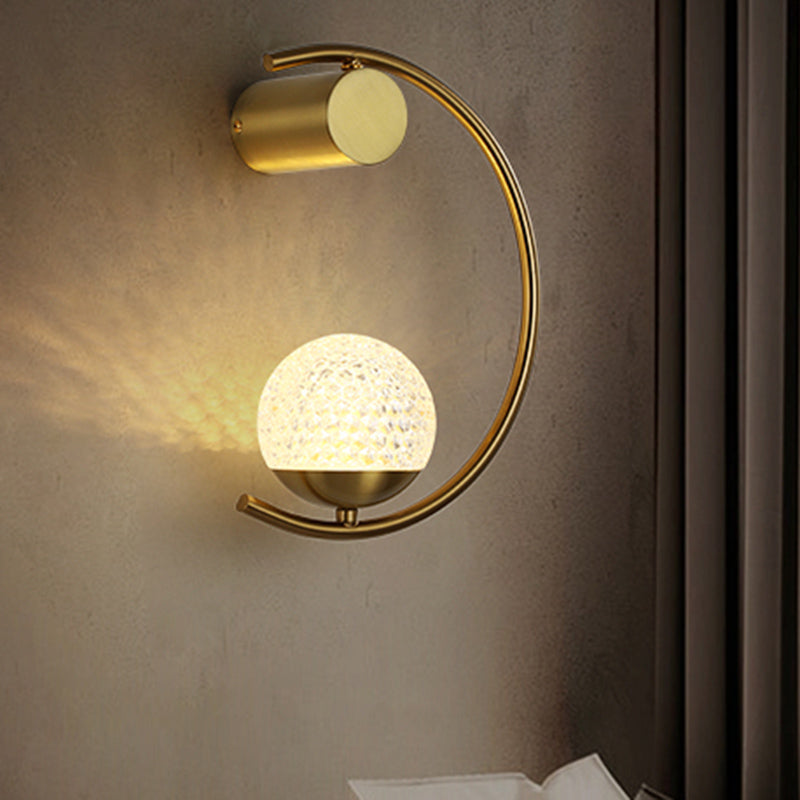 1-licht ronde wand SCONCE Moderne eenvoudige stijl glazen wandverlichting in zwart en goud