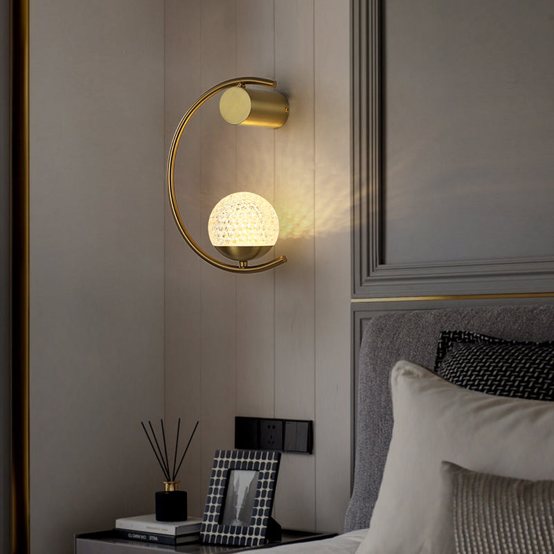 1-licht ronde wand SCONCE Moderne eenvoudige stijl glazen wandverlichting in zwart en goud