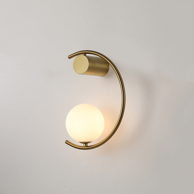 1-licht ronde wand SCONCE Moderne eenvoudige stijl glazen wandverlichting in zwart en goud