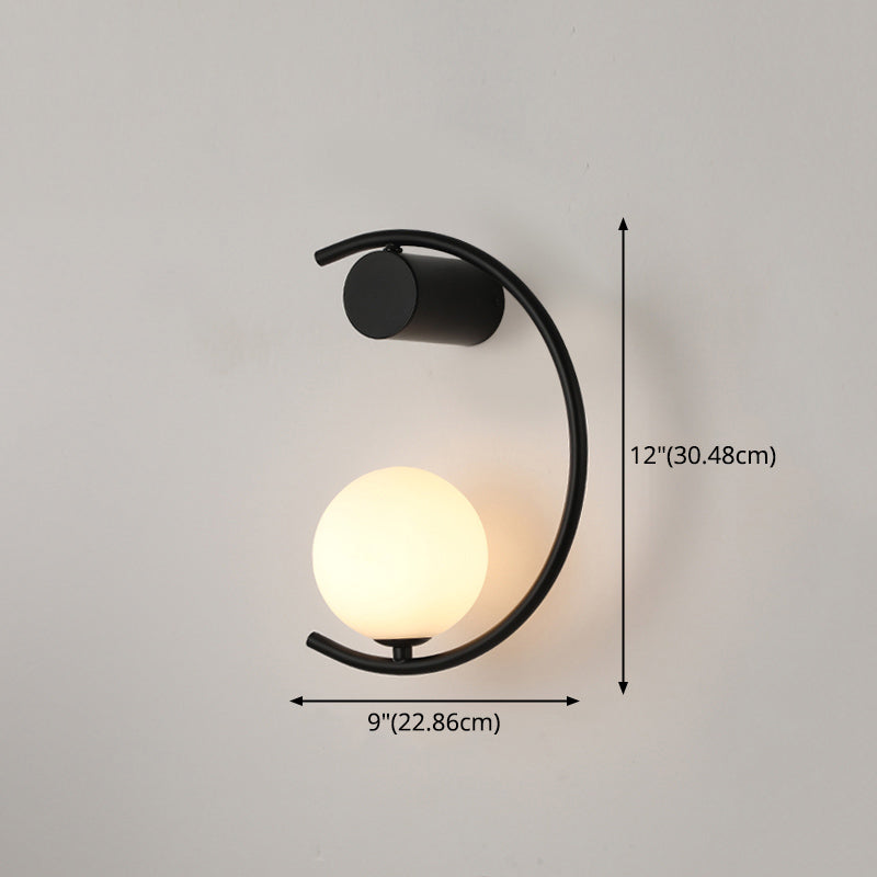 1-licht ronde wand SCONCE Moderne eenvoudige stijl glazen wandverlichting in zwart en goud