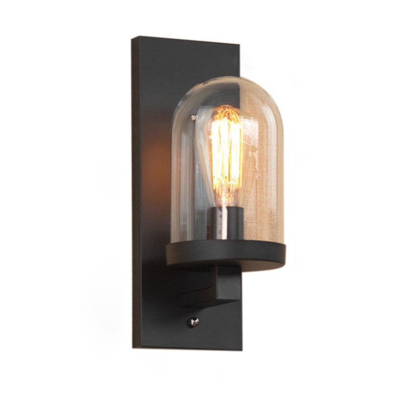 Lámpara de apliques de pared de 1 luces de vidrio de jarra de jarra industrial en negro