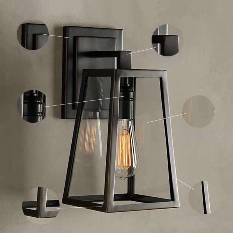 Trapezoid Wall Mounted Light Fixture Wall Light Lamp Sconce Glass 1-Light Lighting Sconce in Black