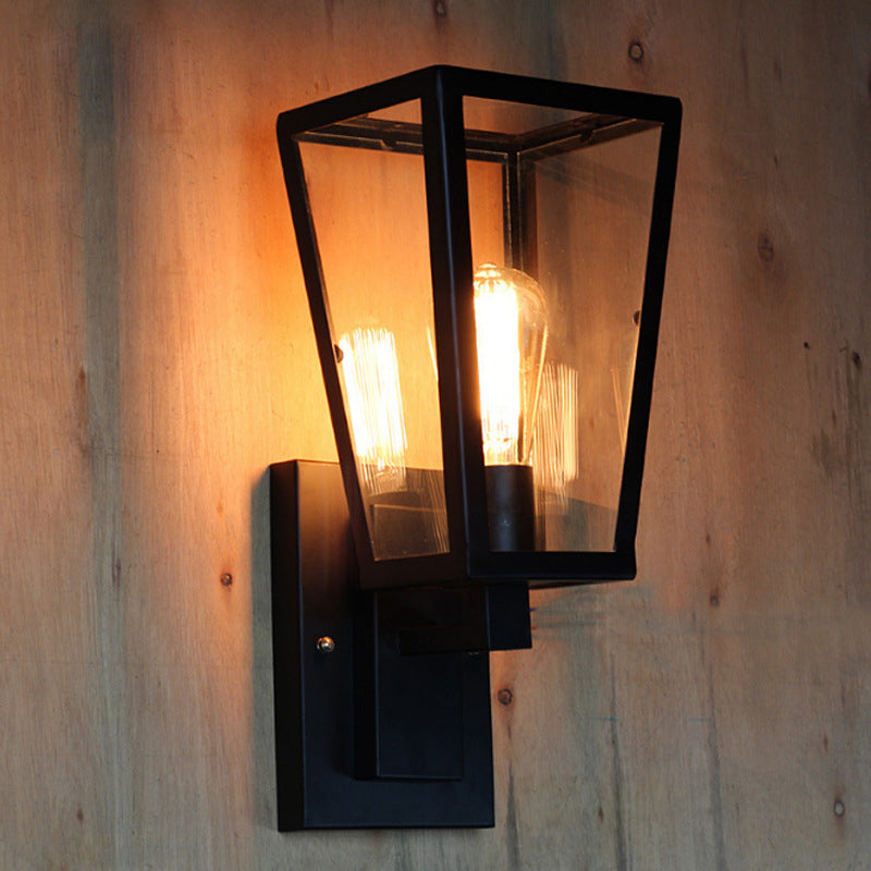 Trapezoid Wall Mounted Light Fixture Wall Light Lamp Sconce Glass 1-Light Lighting Sconce in Black