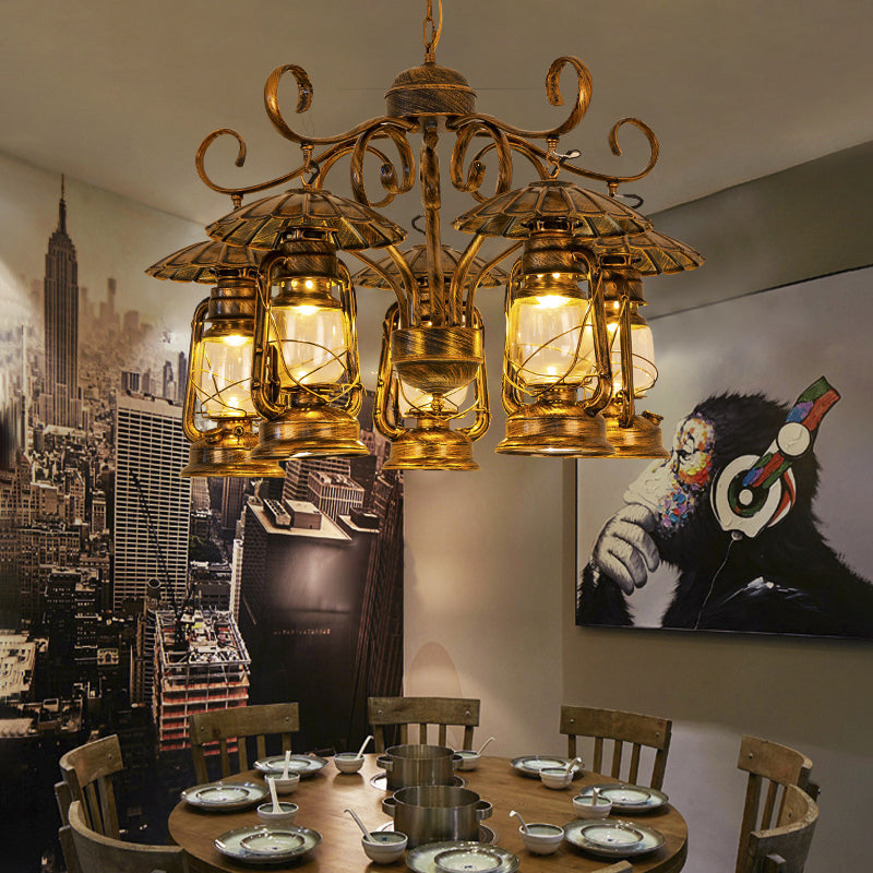 Laiton 5 lumières plafond lustre pendentif industriel kérosène métalne suspendu plafond plafond