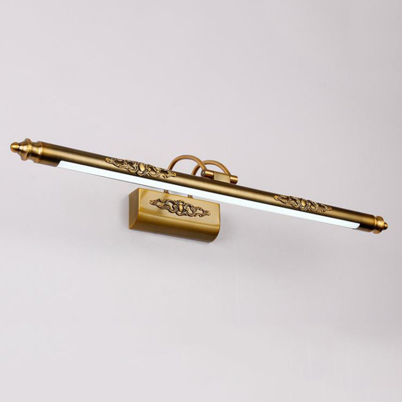 Goldelektroplate Metall LED -Wandleuchte im traditionellen Stil linearer Wandlampe für Badezimmer im traditionellen Stil