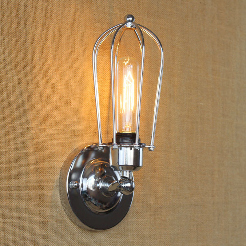 Wrought Iron Wall Lamp Sconce Industrial Cage Bedroom Sconce Light Fixture