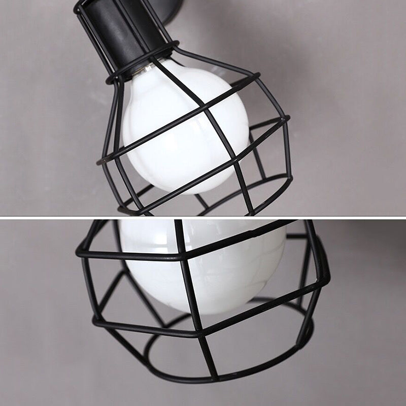 Diamond Cage Wall Mount Lamp 1-Light Vintage Black Wall Lighting Fixture for Hallway