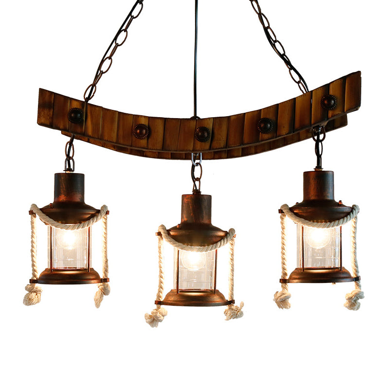Verre en verre noir brun foncé lustre Lightern Lantern 3 lumières Aymand de plafond suspendu pour cuisine