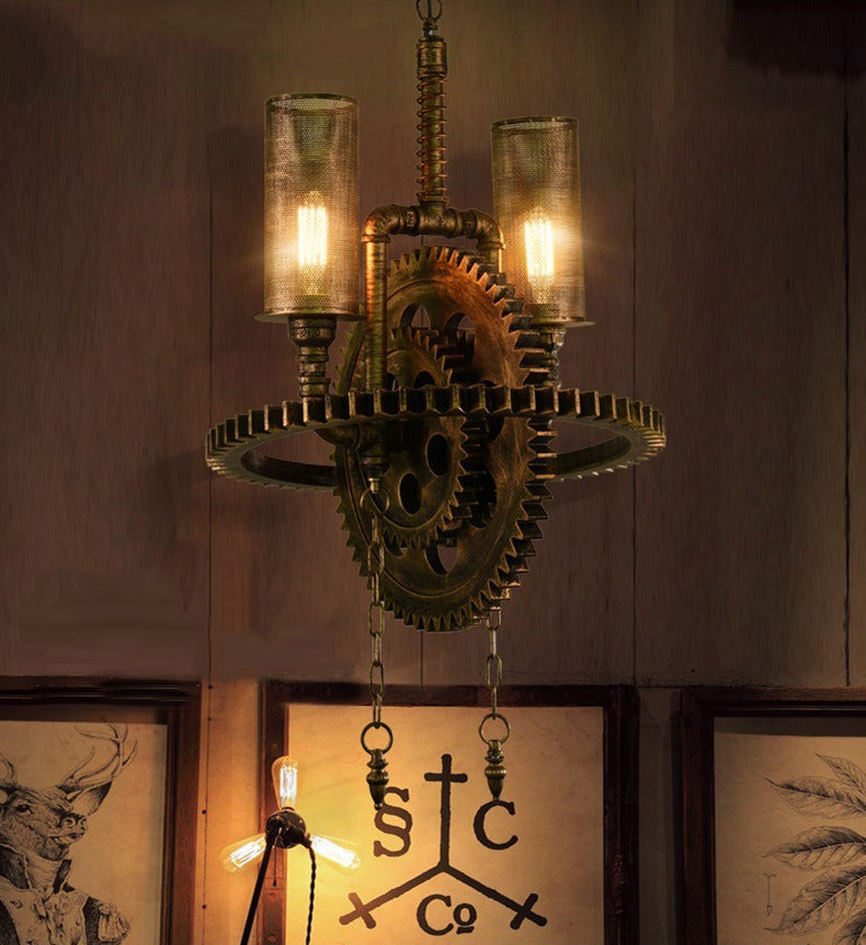 Lampe suspendue industrielle vintage 2-Light Lampe suspendue inversée en fer forgé pour un lieu commercial