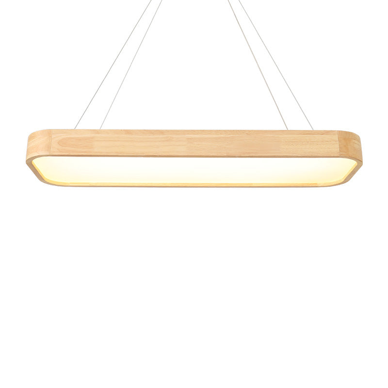 Wooden Rectangular LED Pendant Light in Modern Simplicity Acrylic Hanging Lamp for Commercial Place