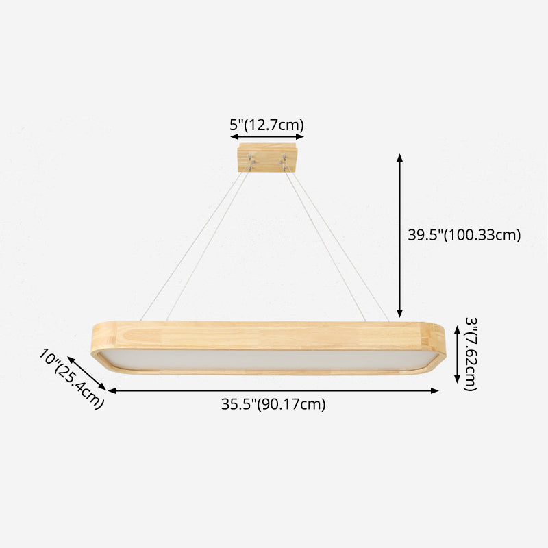 Wooden Rectangular LED Pendant Light in Modern Simplicity Acrylic Hanging Lamp for Commercial Place