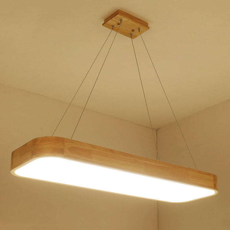 Wooden Rectangular LED Pendant Light in Modern Simplicity Acrylic Hanging Lamp for Commercial Place