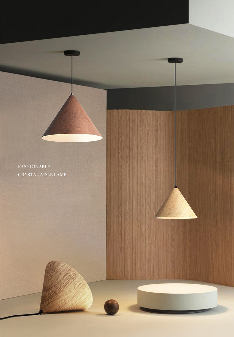 Bois moderne suspendu au plafond cône 1-Light Pendant Light pour salle à manger