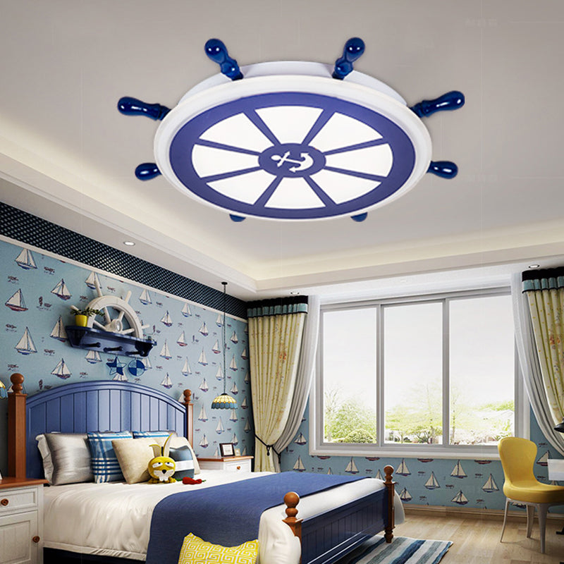 Plafonnier LED circulaire créatif pour enfants, montage encastré avec barre en bois et abat-jour en acrylique