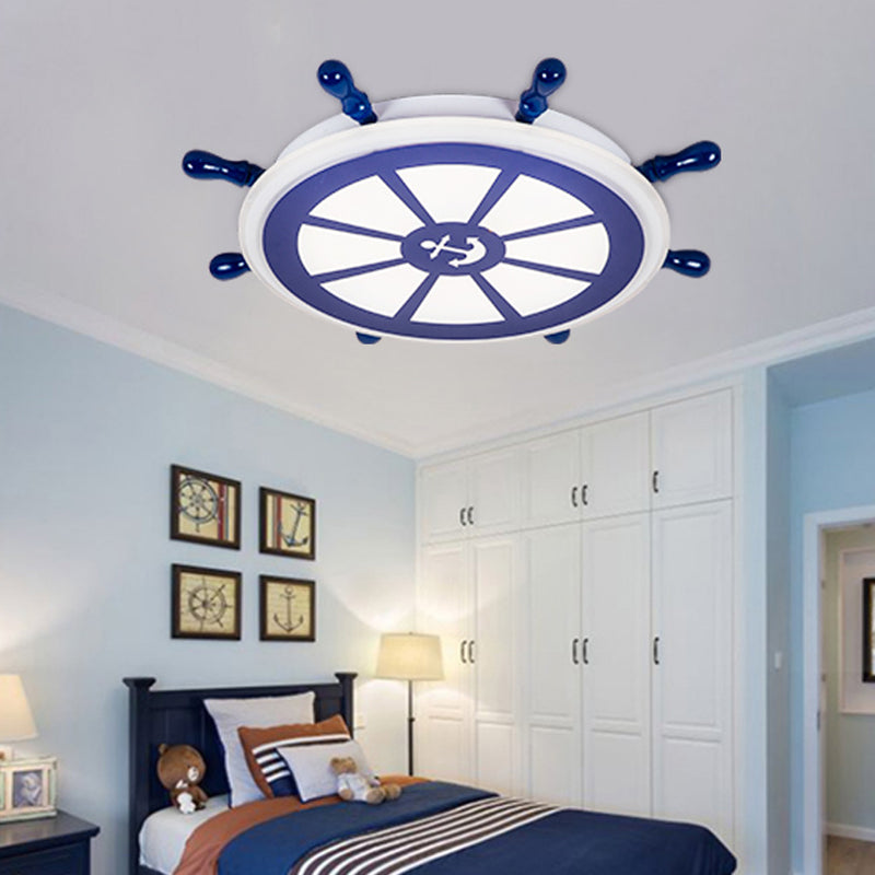 Plafonnier LED circulaire créatif pour enfants, montage encastré avec barre en bois et abat-jour en acrylique