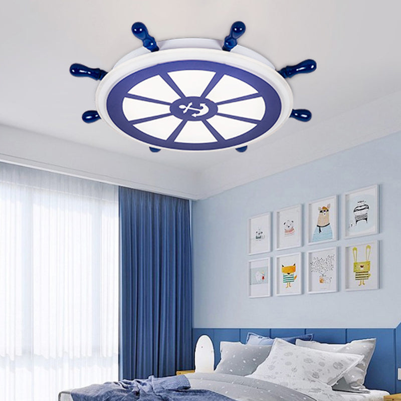 Plafonnier LED circulaire créatif pour enfants, montage encastré avec barre en bois et abat-jour en acrylique