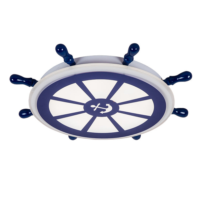 Plafonnier LED circulaire créatif pour enfants, montage encastré avec barre en bois et abat-jour en acrylique