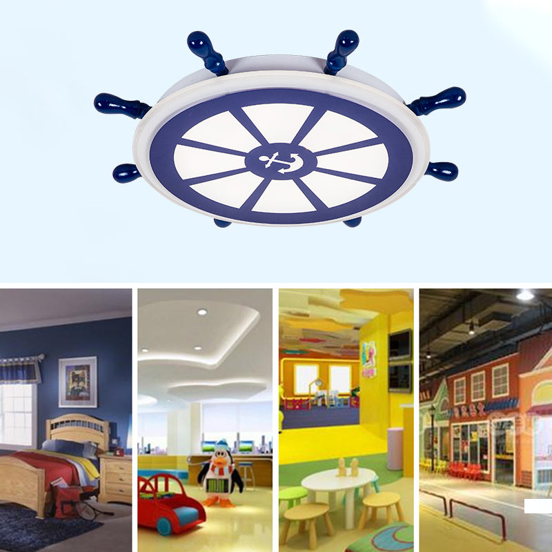 Plafonnier LED circulaire créatif pour enfants, montage encastré avec barre en bois et abat-jour en acrylique