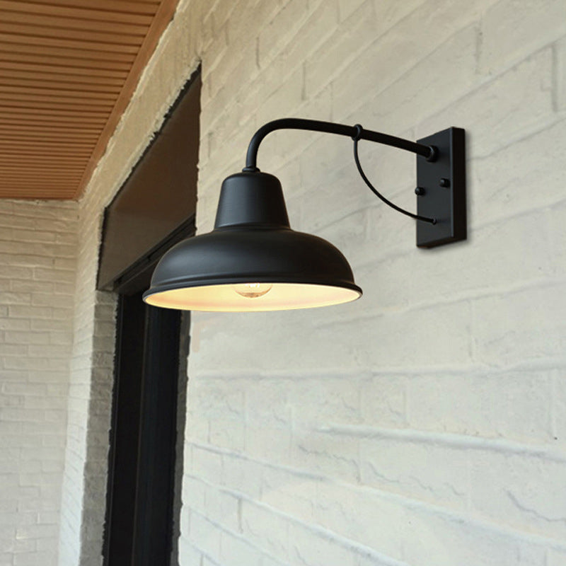 Antique Schwanenhalsstamm Wandleuchter Metall 1-Licht-Wandmontage in schwarzem und gealtertem Messing