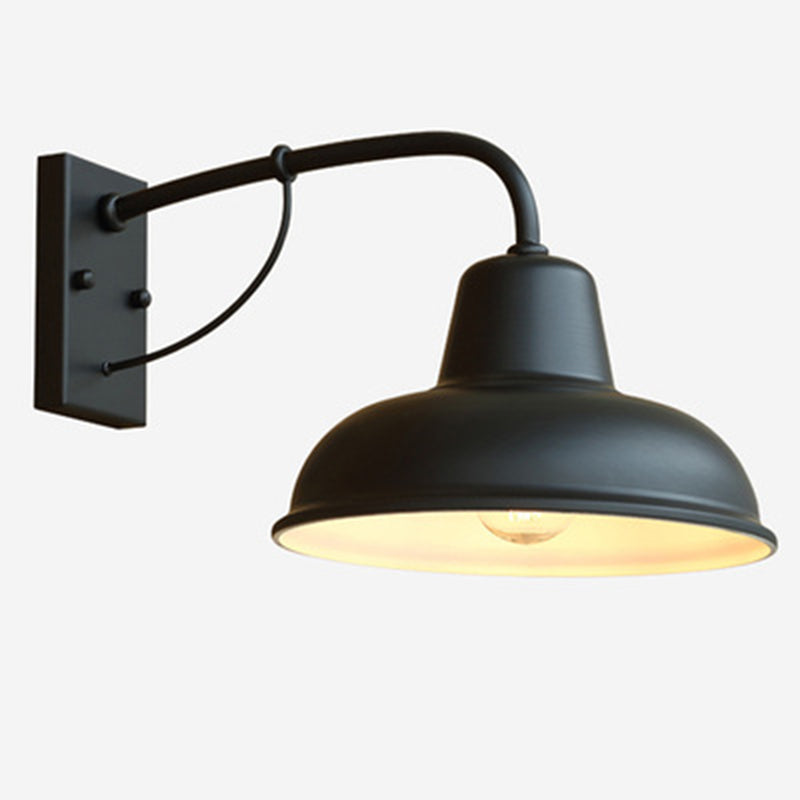 Antique Schwanenhalsstamm Wandleuchter Metall 1-Licht-Wandmontage in schwarzem und gealtertem Messing