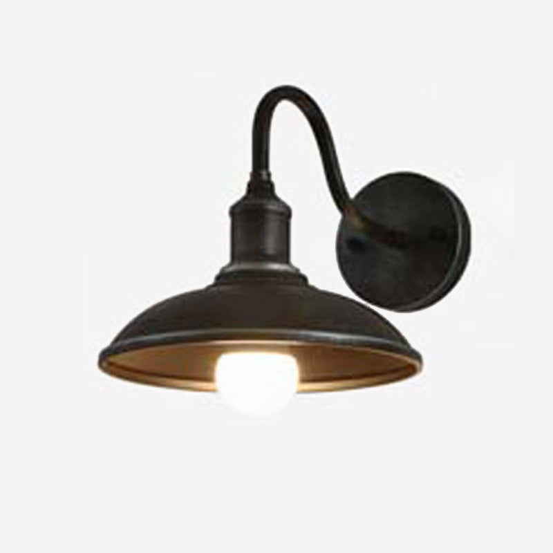 Antique Schwanenhalsstamm Wandleuchter Metall 1-Licht-Wandmontage in schwarzem und gealtertem Messing