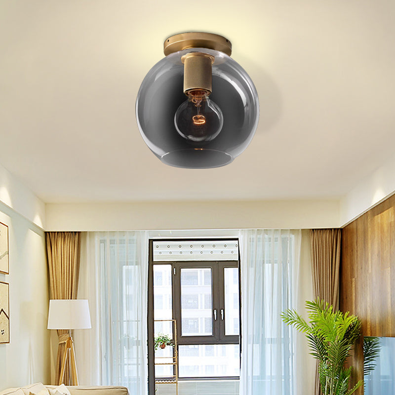 Globe/cône/cylindre/trompette en verre plafonnier suspendu moderne 1 lumière éclairage encastré en laiton pour balcon