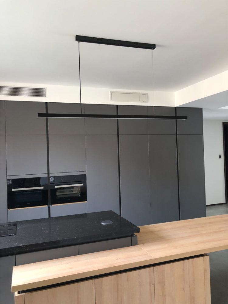 Luci a sospensione contemporanea per l'isola di cucina Linear Lighting Island Lampade in nero