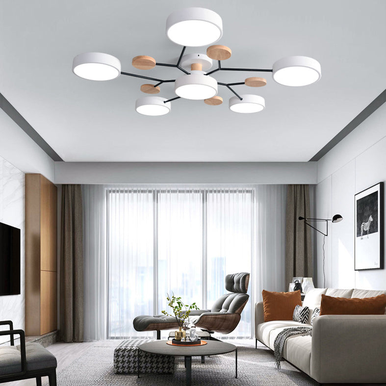 Lampe LED Macaron ronde multicolore avec abat-jour en acrylique pour salon