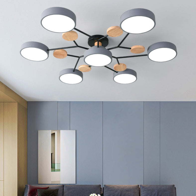 Lampe LED Macaron ronde multicolore avec abat-jour en acrylique pour salon