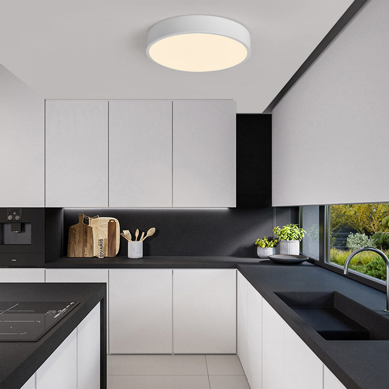 Macaron Round Flush Mount Ceiling Light Fixture with White Acrylic Shade