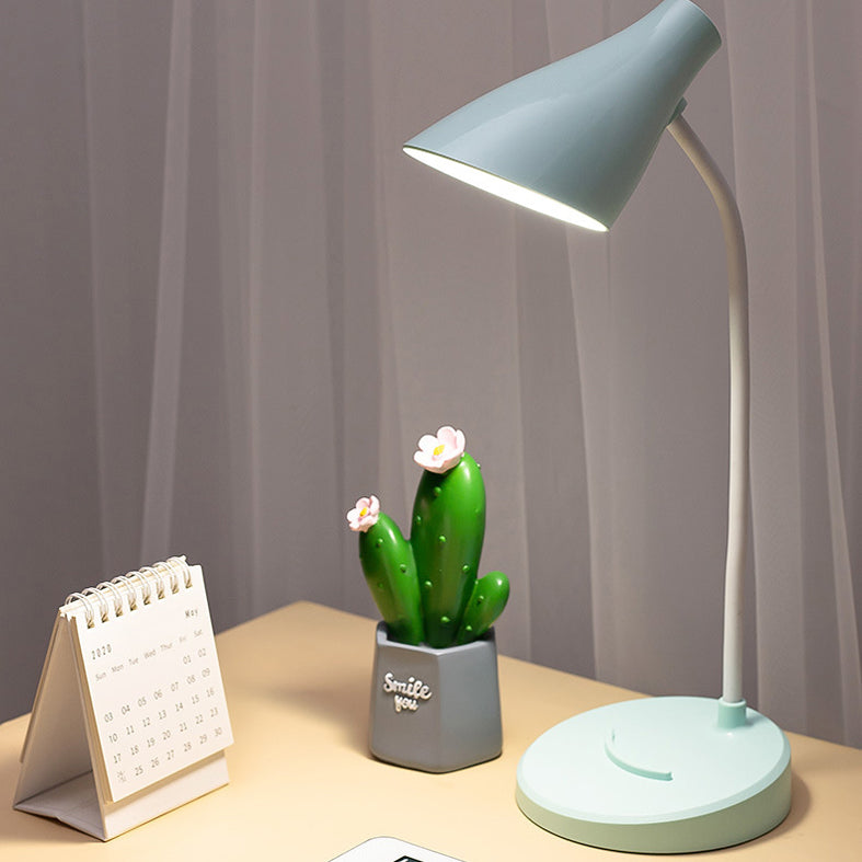 Conical LED Study Light Macaron Plastic Kids Room Touch Control Table Light