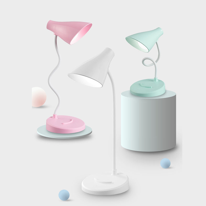 Conical LED Study Light Macaron Plastic Kids Room Touch Control Table Light