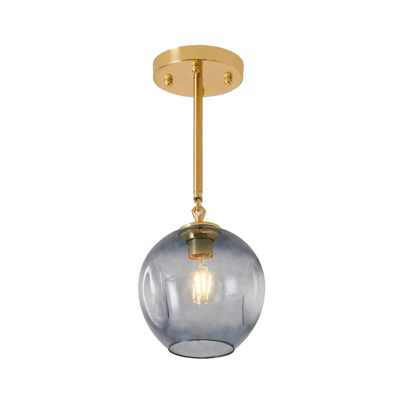 Concave Amber/Smoke Gray Glass Semi Flush Light Fixture Nordic 1 Light Ceiling Flush Mount for Hallway