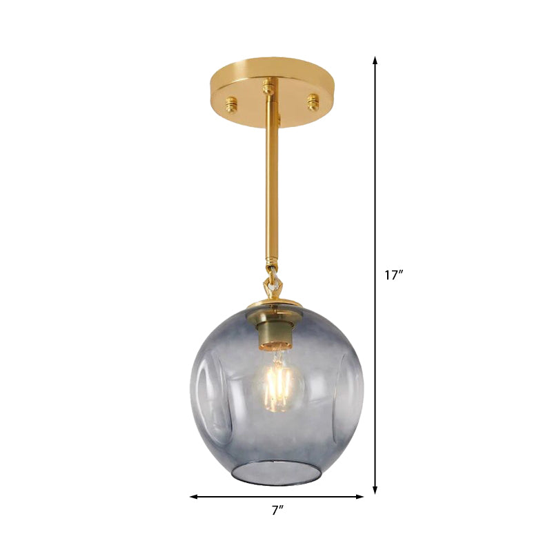 Concave Amber/Smoke Gray Glass Semi Flush Light Fixture Nordic 1 Light Ceiling Flush Mount for Hallway