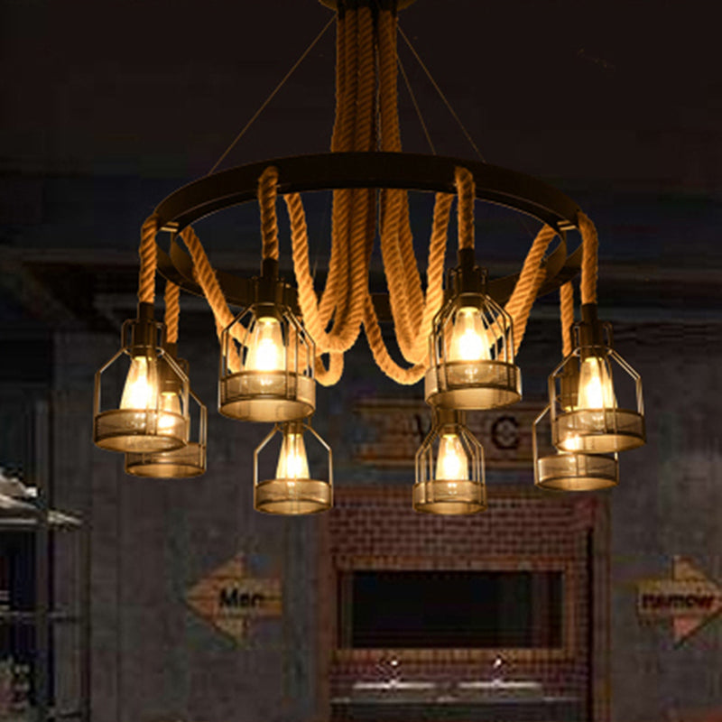 Circular Metallic Chandelier Factory 4/6/14 Lights Restaurant Plafond Lightture en noir