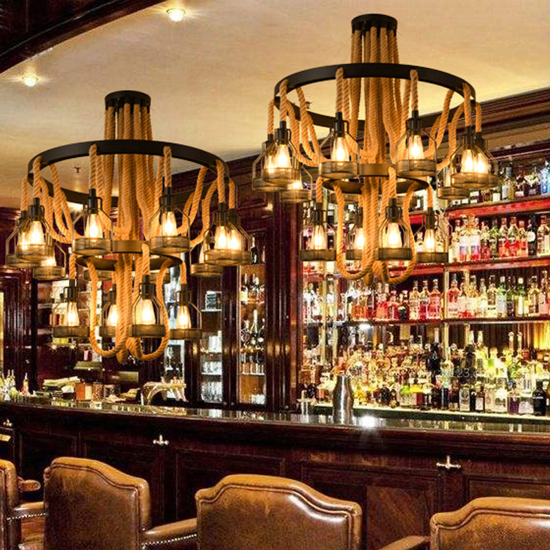 Circular Metallic Chandelier Factory 4/6/14 Lights Restaurant Plafond Lightture en noir