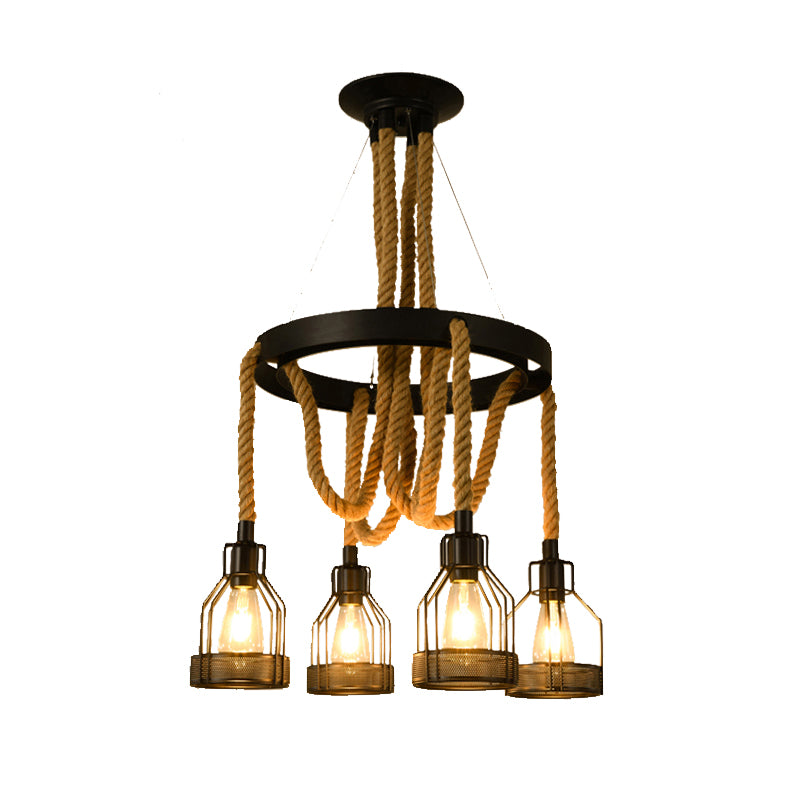 Circular Metallic Chandelier Factory 4/6/14 Lights Restaurant Plafond Lightture en noir