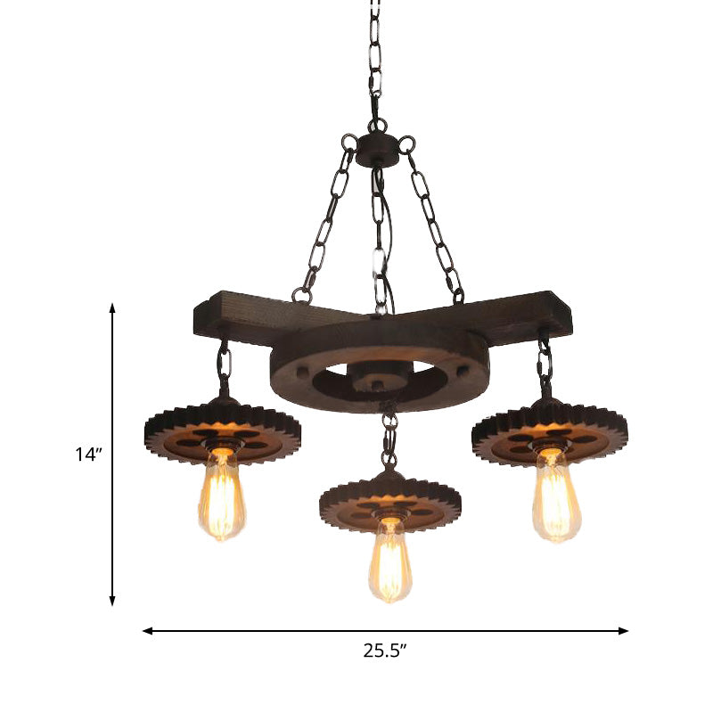 Rust Exposed Bulb Ceiling Chandelier Industrial Metallic 3/7 Lights Restaurant Pendant Light Kit