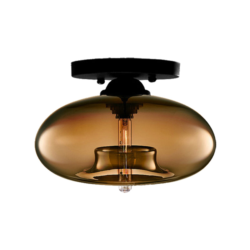Oblong Flush Deckenleuchte Modernist Glas 1 Lichthimmel Blau/Amber/Rauch Grau/Kaffee Deckenleuchte, 11 " W
