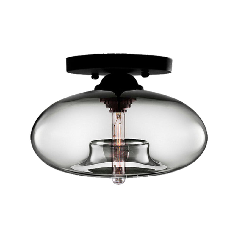 Oblong Flush Deckenleuchte Modernist Glas 1 Lichthimmel Blau/Amber/Rauch Grau/Kaffee Deckenleuchte, 11 " W