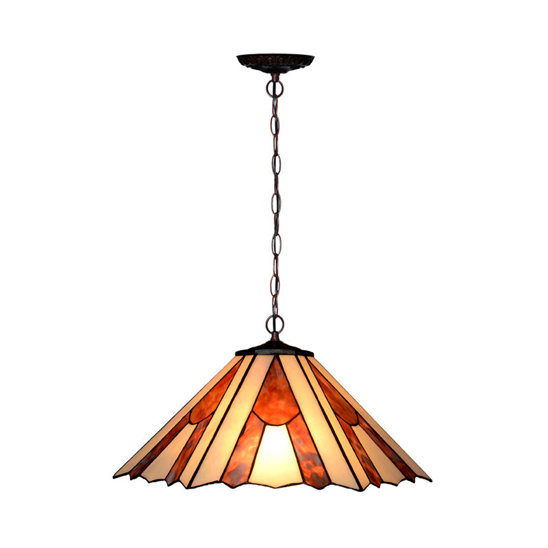 Conical White/Yellow/Orange Cut Glass Hanging Chandelier Baroque 2 Lights Bronze Suspension Pendant for Kitchen
