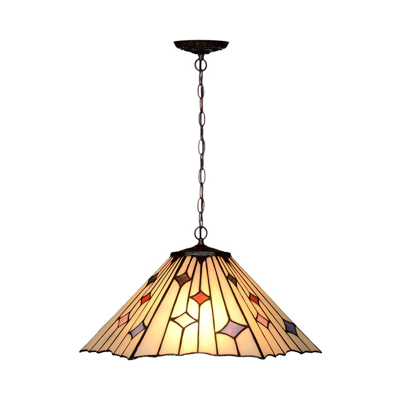 Conical White/Yellow/Orange Cut Glass Hanging Chandelier Baroque 2 Lights Bronze Suspension Pendant for Kitchen