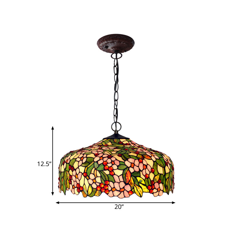 Blossom sospeso il lampadario 3 luci rosa/verde vittoriano a sospensione Light per sala da pranzo