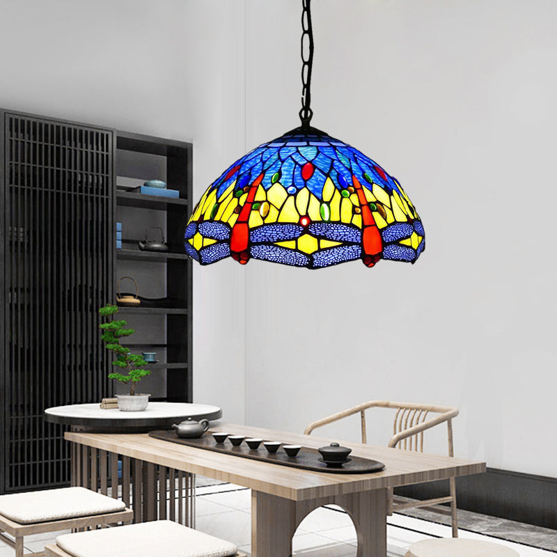 Dragonfly Lampadario illuminazione mediterranea blu/vetra verde vetra 1/2 luci ciondolo per cucina