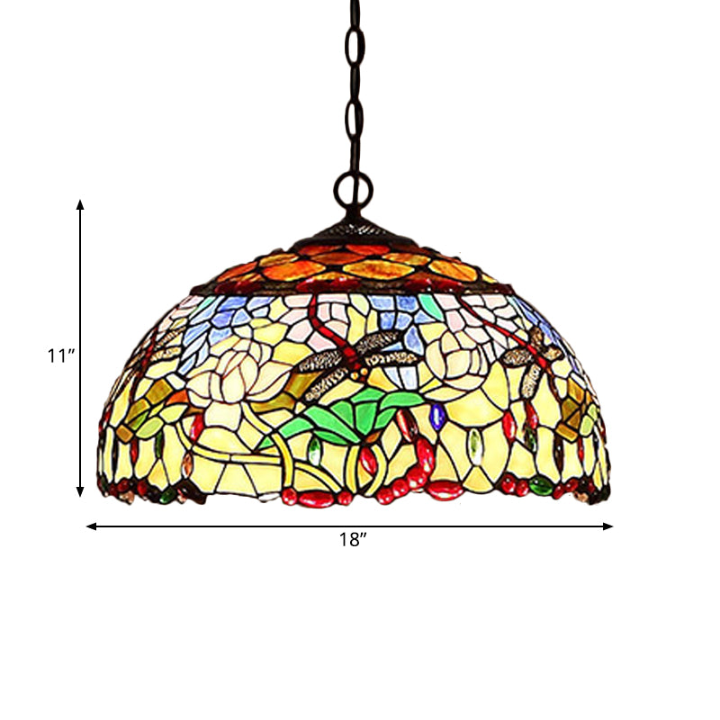 Blossom Red/Orange/Green Cut Glass Hanging Chandelier 3 Luci Bronzo Bronzo Brronzo Luce a sospensione per cucina