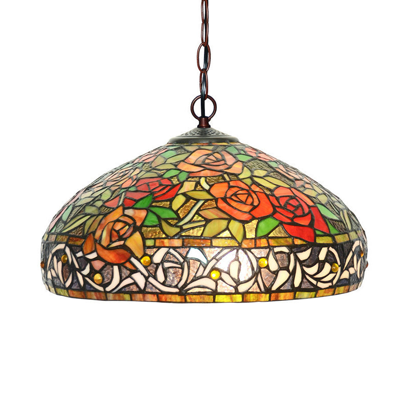 Blossom Red/Orange/Green Cut Glass Hanging Chandelier 3 Luci Bronzo Bronzo Brronzo Luce a sospensione per cucina